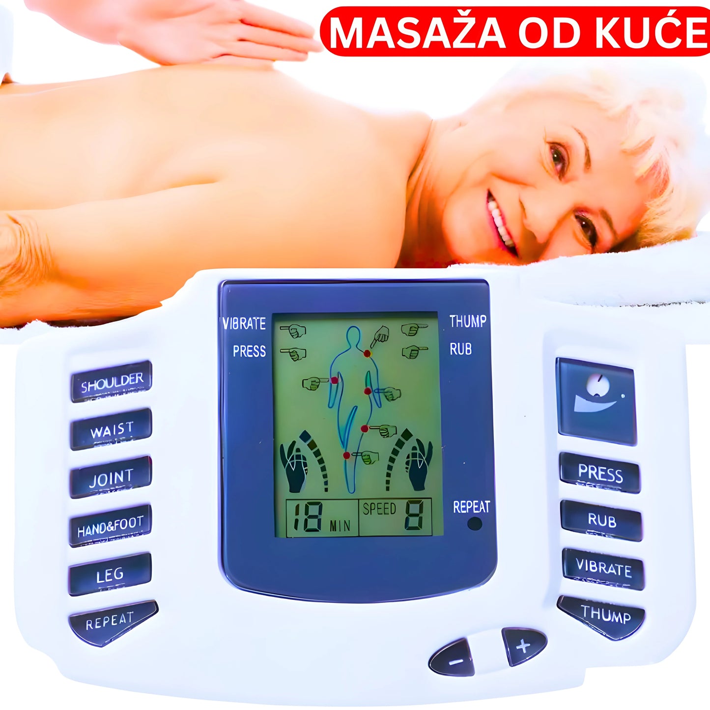 Elektro Masažer sa 8 Programa za Noge, Leđa, Vrat i Ruke